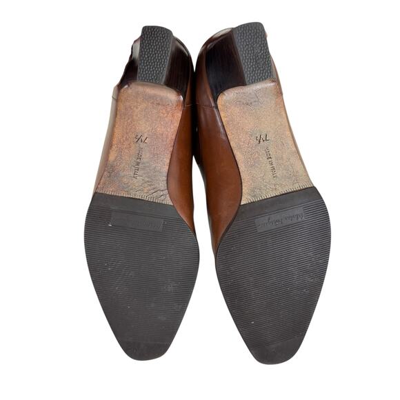 Salvatore Ferragamo Italy Brown Leather Buckle Pointed Toe Heeled Short Boot 7.5 - Picture 7 of 8